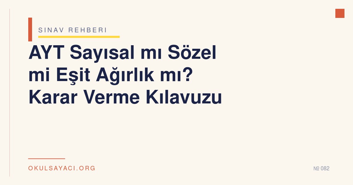 AYT Sayısal mı Sözel mi Eşit Ağırlık mı? Karar Verme Kılavuzu