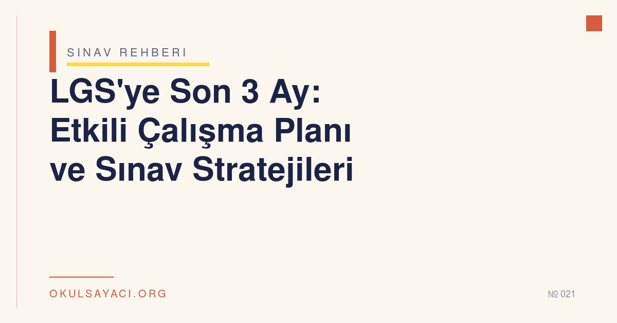 LGS'ye Son 3 Ay: Etkili Çalışma Planı ve Sınav Stratejileri