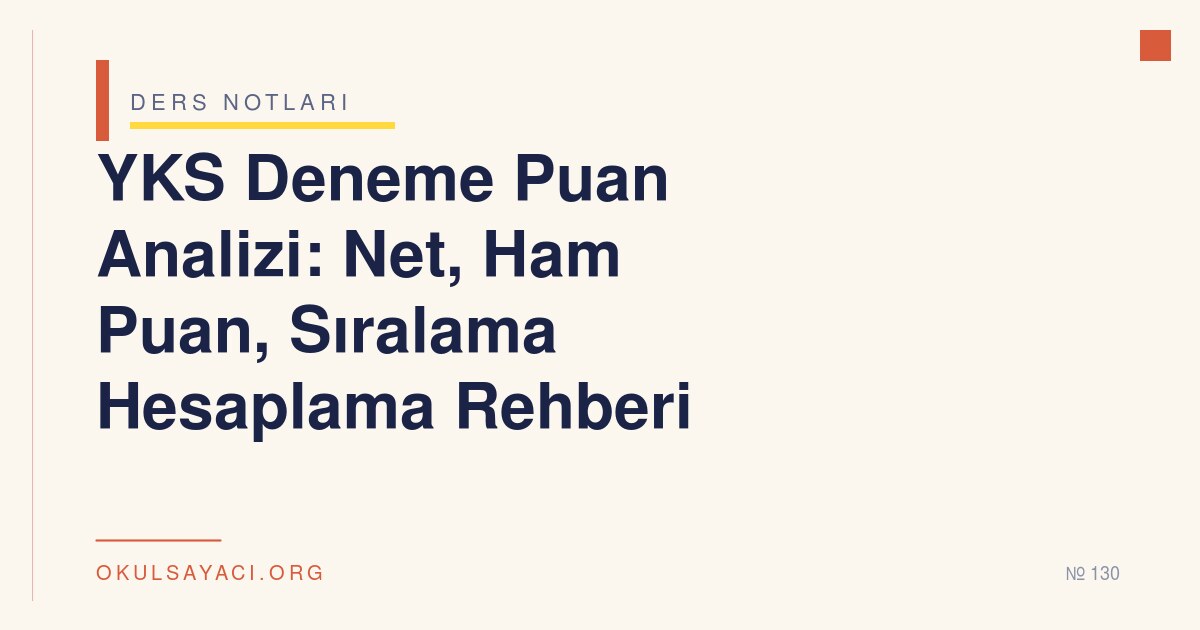 YKS Deneme Puan Analizi: Net, Ham Puan, Sıralama Hesaplama Rehberi